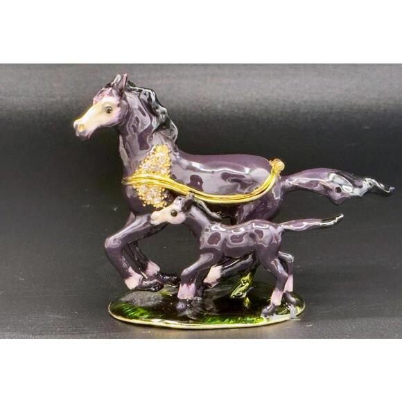 Other - Bejeweled Collectible Horse & Foal Decorative Trinket Box Figurine
